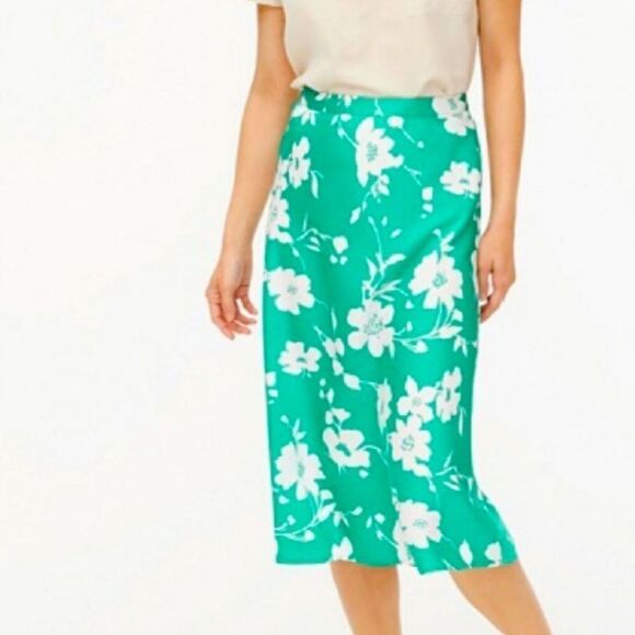 J. Crew Dresses & Skirts - J. Crew Green Floral Midi Skirt